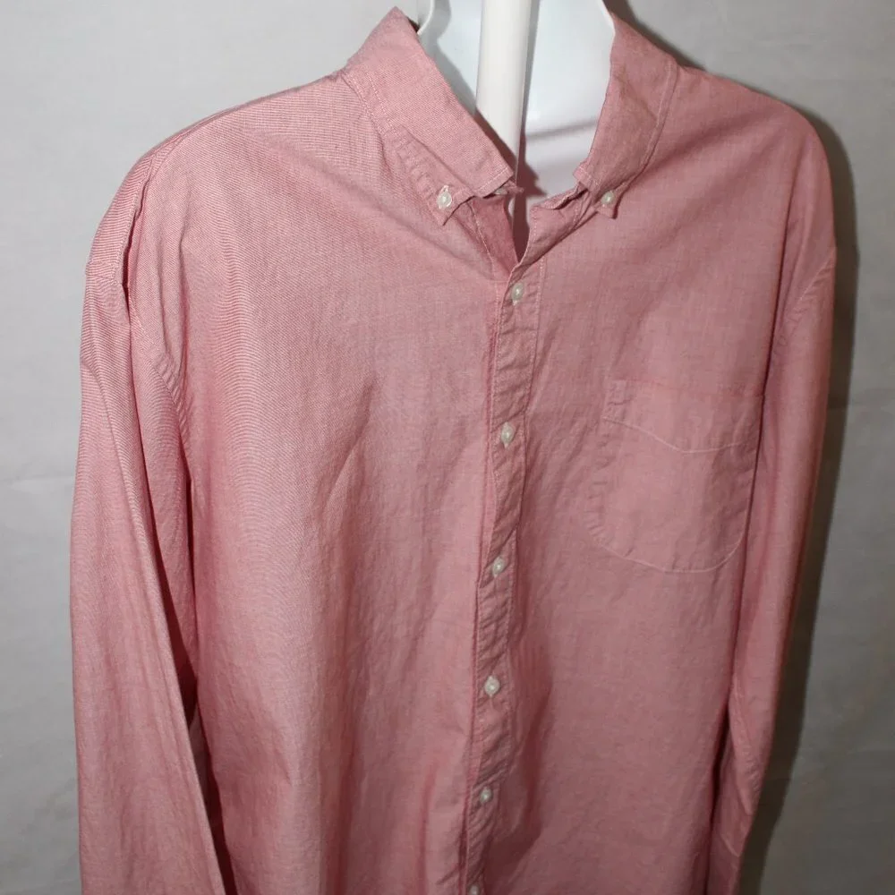 J. Crew Secret Wash Shirting Stretch Men's Pink Slim Long Sleeve Button Down XL